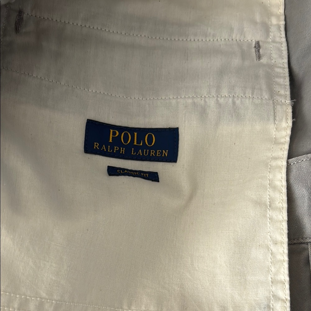 Polo by Ralph Lauren Light Gray Flat-Front Drawstring Shorts - Picture 4 of 4